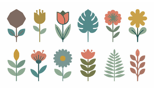 Doodle Flowers Vector Set - Cute Botanical Elements
