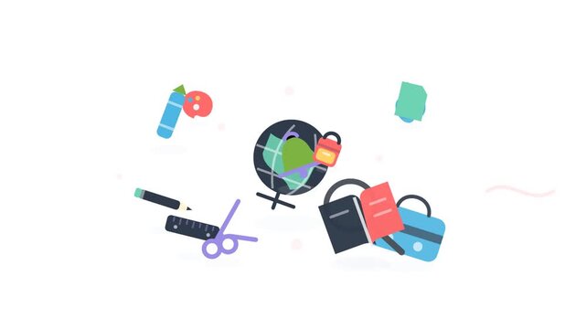 Back to School Scene 127 Organized Homework Setup Desk Constellation Flat Animation