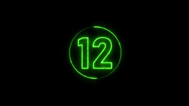 17 second countdown timer, digital circular animation from 17 to 0 seconds on black background.