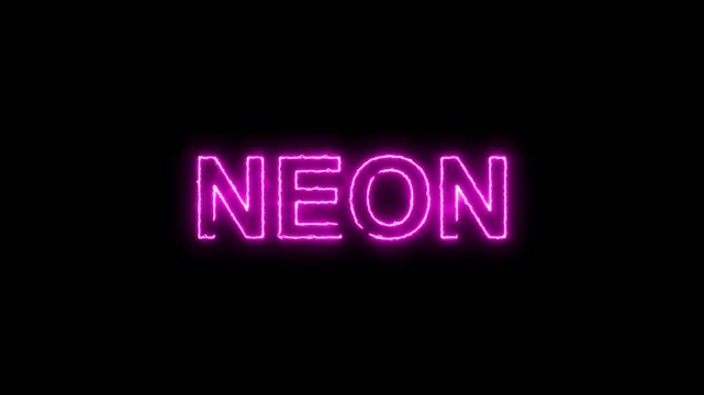 Neon Text neon sign animation. Pink color neon text icon animation. Neon Text Animation. 4k video.