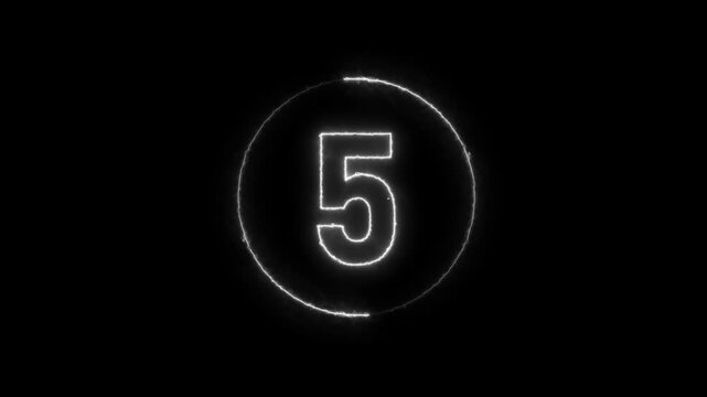 Neon countdown animation 10 to 0 number 4k video.  Block  background