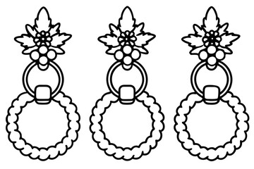 Fototapeta premium Christmas Wreath Door Knocker Outline Design