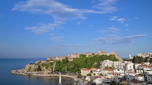 Scenic panoramic view of Ulcinj Old Town in Montenegro