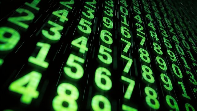 Green numeric code in a matrix format on a black background.