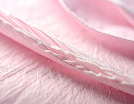 Close-up of delicate pink fabric with visible threads.