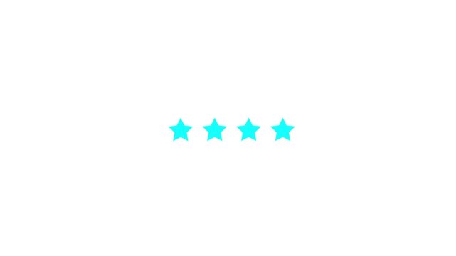 4 Star Review star rating icon animation loop motion graphics video .on a White background, customer review UI element