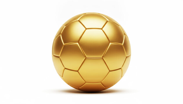 Shiny golden football soccer ball isolated on white background