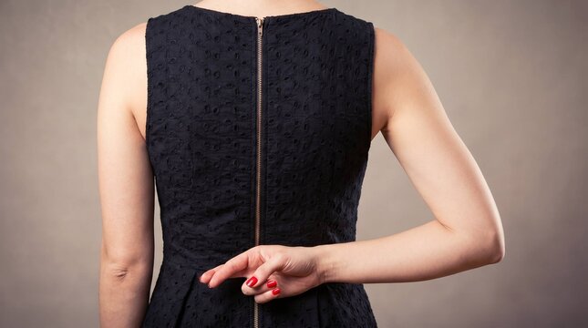 Woman Crossing Fingers Behind Back Hiding Lie