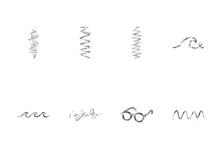 Obraz premium set hand drawn shape icon dirty sketch doodle line artwork group element geometric basic form figure