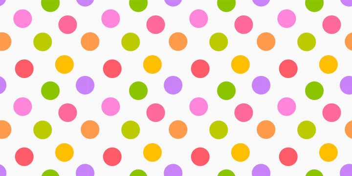 Polka dots colorful seamless pattern. Dots wallpaper for nursery. Vector illustration.