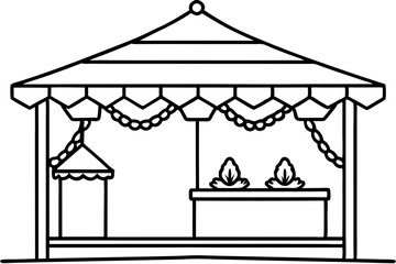 Obraz premium Festive Christmas Market Stall Line Art Vector