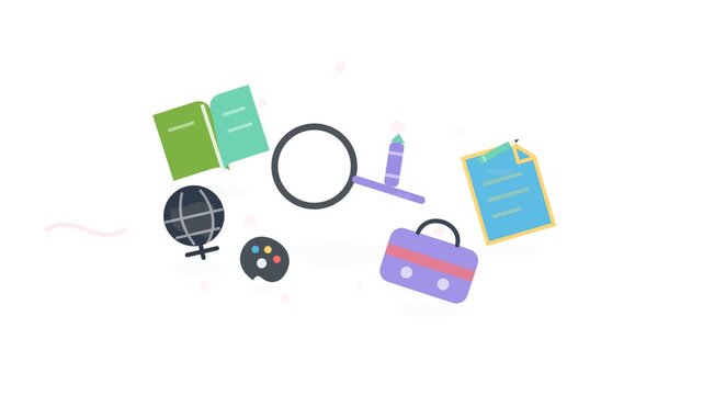 Back to School Scene 007 Organized Homework Setup Desk Constellation Flat Animation