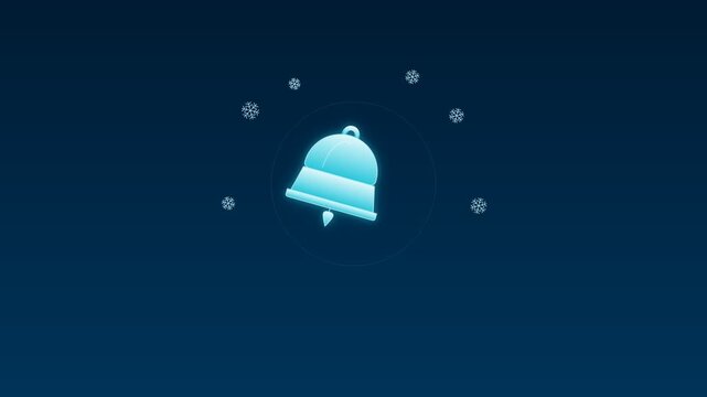 Ocean Bell Glowing Animation Blue Snowflake Winter Notification Motion Graphics Background