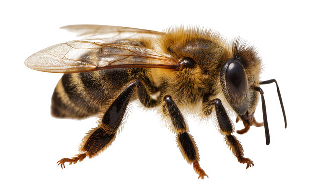 Honey bee insect macro detail with wings and legs