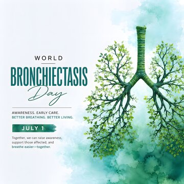 World bronchiectasis day green lungs tree branches