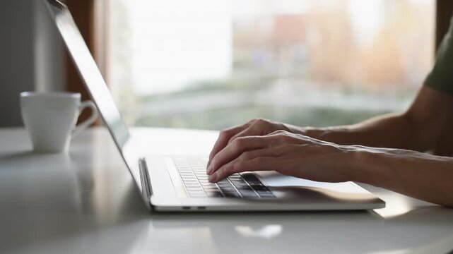 Businesswoman using laptop computer in the office. Young student girl working at home. Online internet marketing, freelance, working from home, online education, studying concept.