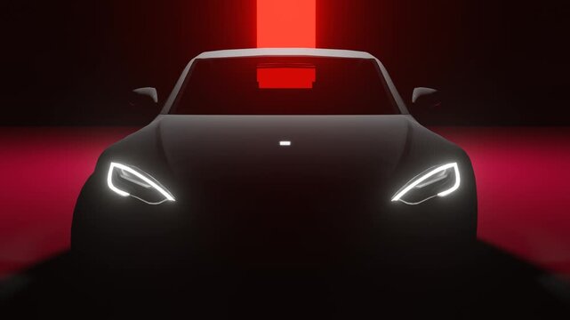 Car headlight blinking in Dark. Sports car Headlight.