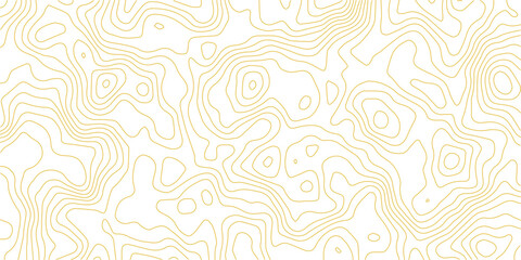 Obraz premium Topographic map lines with a light yellow contour on a white background, representing geographical elevation and terrain.