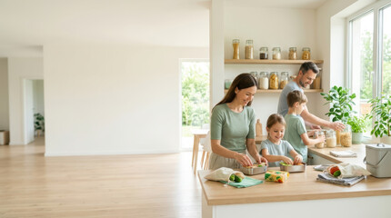 Fototapeta premium Sustainable Living and Eco-Friendly Lifestyle for Families