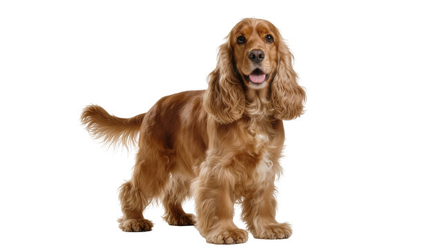 Golden Cocker Spaniel dog standing with tongue out