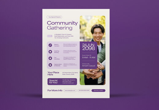 Beige and Purple Corporate Business Community Gathering Flyer