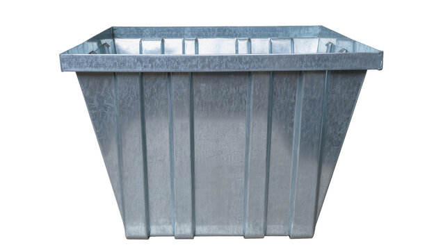 Galvanized metal planter box with ribbed sides