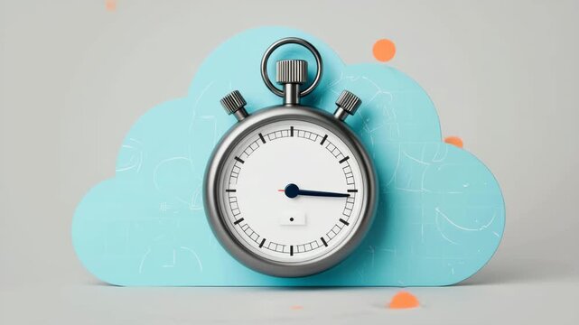 Stopwatch Timer with Cloud Computing Background Representing Speed and Time Management Services