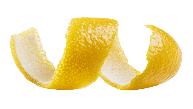 Yellow lemon peel spiral twist with white pith