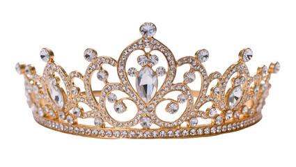 Ornate gold tiara with clear crystals and large central gemstone © Jonas