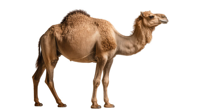 Dromedary camel with one hump standing profile view