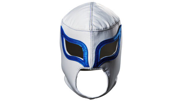 White Lucha Libre Mask with Blue Trim and Eye Cutouts