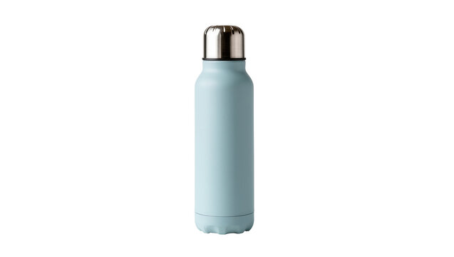 Light blue reusable water bottle with silver cap
