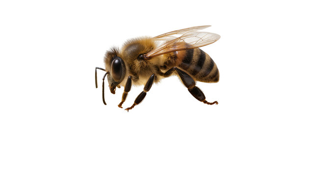 Honey bee with striped abdomen and wings