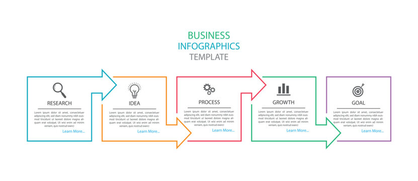 Editable business infographic template design with 5 steps. Infographic template which can be used for presentations banners, workflow layout, annual report, web design.
