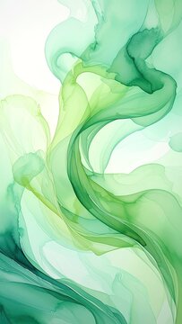 Fluid green abstract waves with a luminous effect
