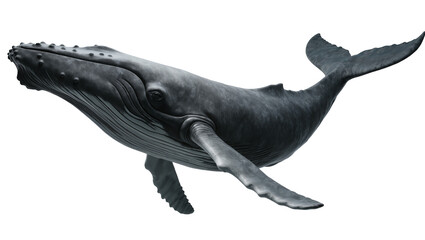 Humpback whale swimming detailed skin texture, large marine mammal © Jonas