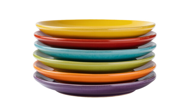 Stack of colorful ceramic plates