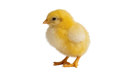 Fluffy yellow chick with orange beak and feet © Johanna