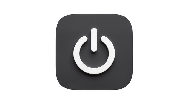 Power button icon on dark gray square