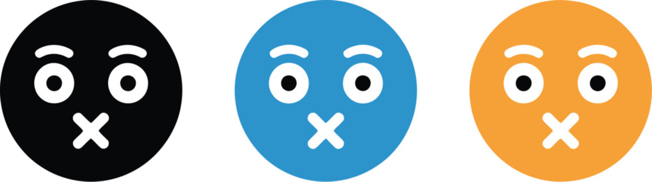 Angry Emoji Face Icon Set Expressing Negative Emotion Bad Word Reaction Symbols Vector Design