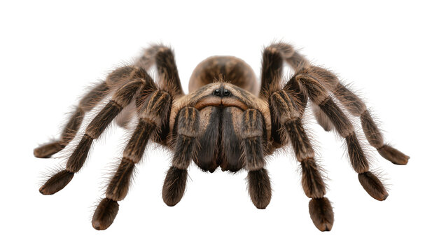 Fluffy brown tarantula spider with hairy legs