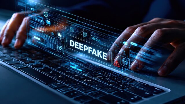 Deepfake Technology And AI Cybersecurity Threat Concept