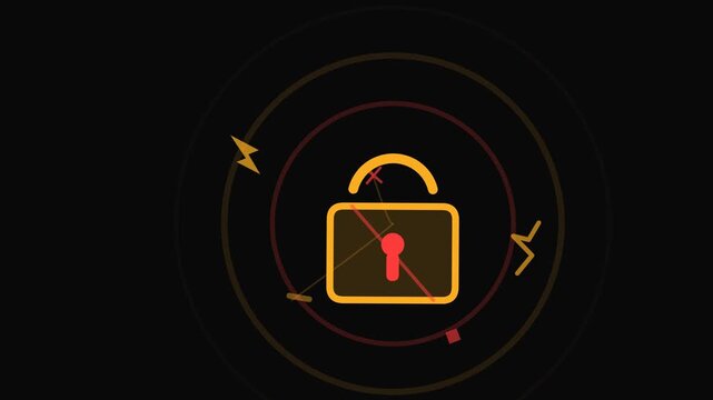 Cyber System Lockdown Locked Padlock Risk Detection 158