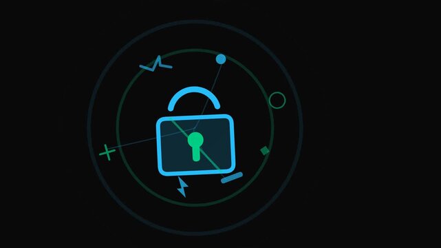 Secure Data Breach Warning Locked Padlock Alarm Loop 162