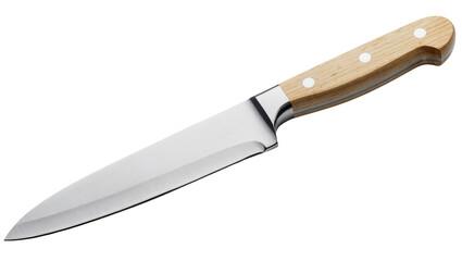 Fototapeta premium Kitchen knife with polished steel blade and wooden handle