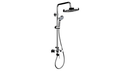 Fototapeta premium Chrome Shower Head and Handheld Sprayer with Faucet