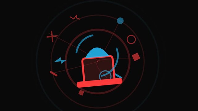Critical Cyber Intrusion Alert Warning Beacon Pulse Animation 191
