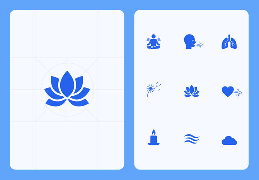 Meditation Wellness Icons Set &ndash; Yoga Breathing