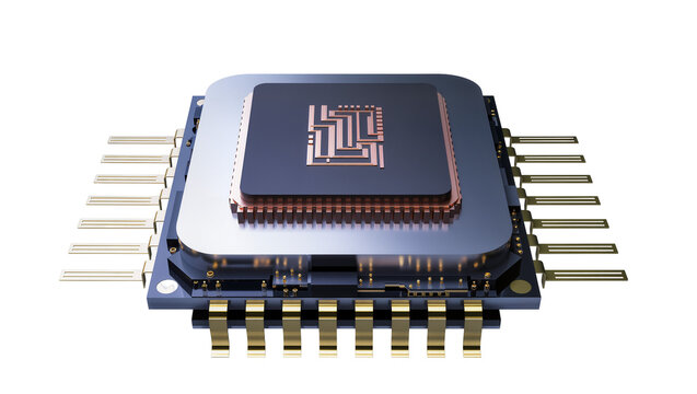 Integrated circuit chip with metallic pins and complex circuitry pattern