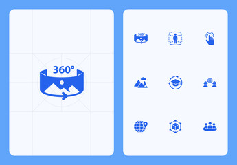 360 Virtual Tour and Immersive Experience Icon Set